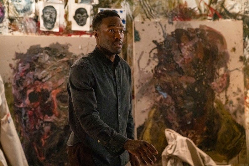 Anthony McCoy (Yahya Abdul-Mateen II) has bad inspiration for his art in "Candyman"