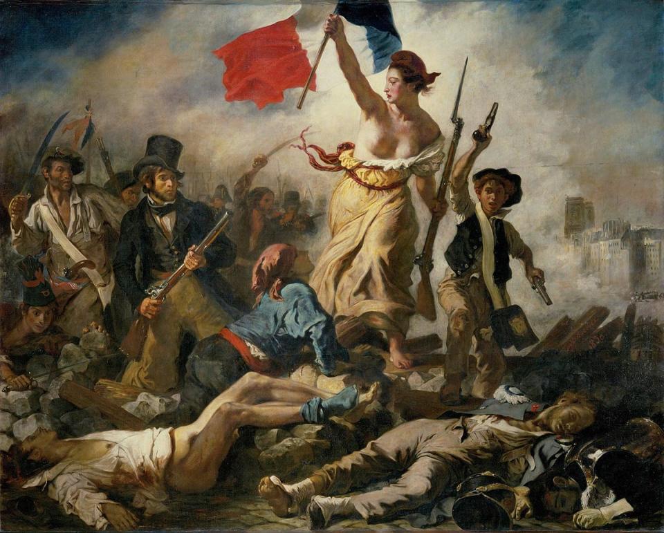 <em>La Libertad guiando al pueblo</em>, de Eugène Delacroix. <a href="https://commons.wikimedia.org/wiki/File:Eug%C3%A8ne_Delacroix_-_Le_28_Juillet._La_Libert%C3%A9_guidant_le_peuple.jpg" rel="nofollow noopener" target="_blank" data-ylk="slk:Museo del Louvre/Wikimedia Commons;elm:context_link;itc:0;sec:content-canvas" class="link ">Museo del Louvre/Wikimedia Commons</a>