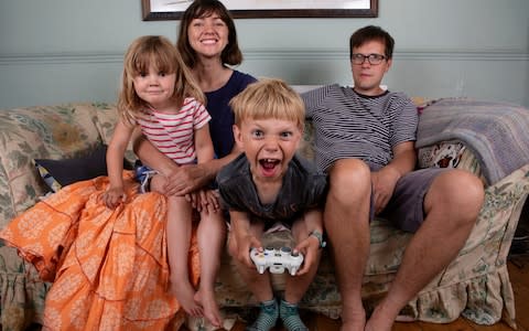 Hattie Garlick with husband Tom and children Johnny, 7, and Frieda, 4 - Credit: Rii Schroer