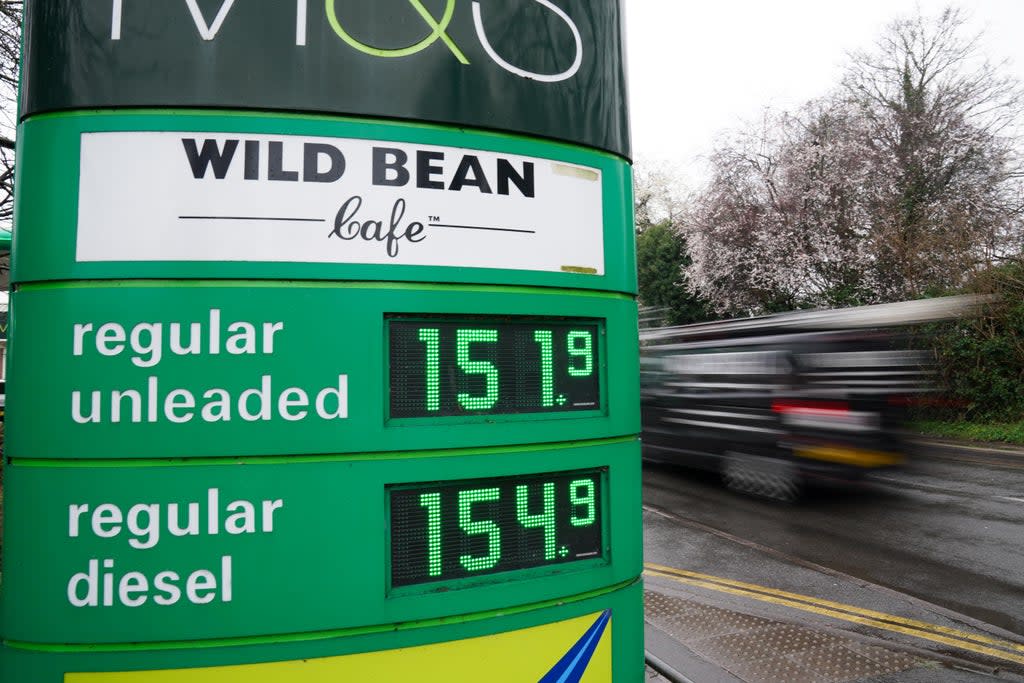 Fuel prices displayed at a BP petrol station in Warwick (PA) (PA Wire)