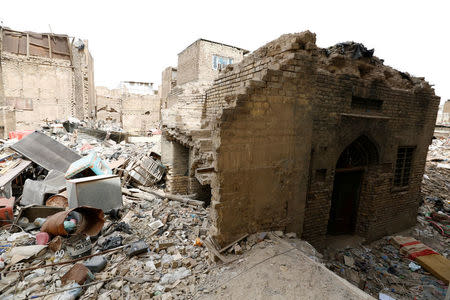 The remains of a synagogue are seen in the center of Baghdad, Iraq April 6, 2018. Picture taken April 6, 2018. REUTERS/Wissm Al-Okili