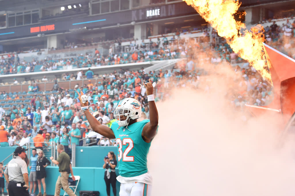The Miami Dolphins are trying to fire up their fans to vote. (Getty)