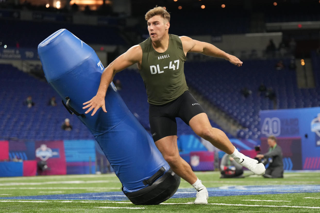 Lukas Van Ness was the first pick of a bountiful Green Bay Packers NFL Draft. (Kirby Lee-USA TODAY Sports)
