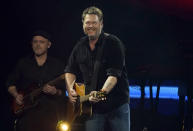 Blake Shelton performs at day two of the Bud Light Super Bowl Music Fest on Friday, Feb. 11, 2022, at Crypto.com Arena in Los Angeles. (AP Photo/Chris Pizzello)