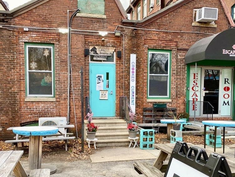 Seating outside Crooked Current Brewery