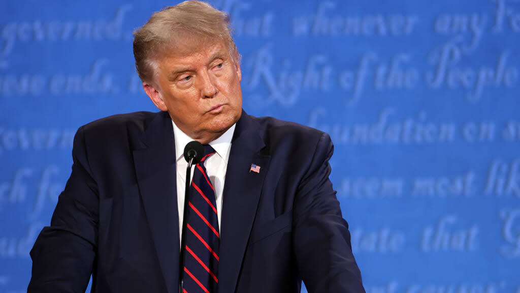 U.S. President Donald Trump participates in the first presidential debate against Democratic presidential nominee Joe Biden at the Health Education Campus of Case Western Reserve University on September 29, 2020 in Cleveland, Ohio.(Photo by Win McNamee/Getty Images)