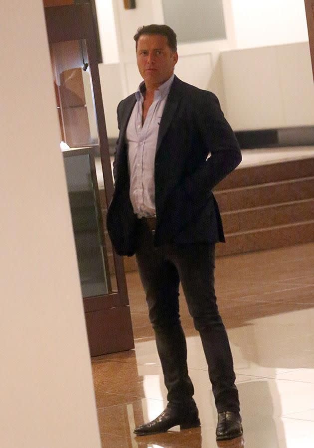 Karl was spotted waiting alone in the lobby of The Four Seasons Hotel but only spoke to his girlfriend Jasmine when she returned from her fashion event. Source: Diimex