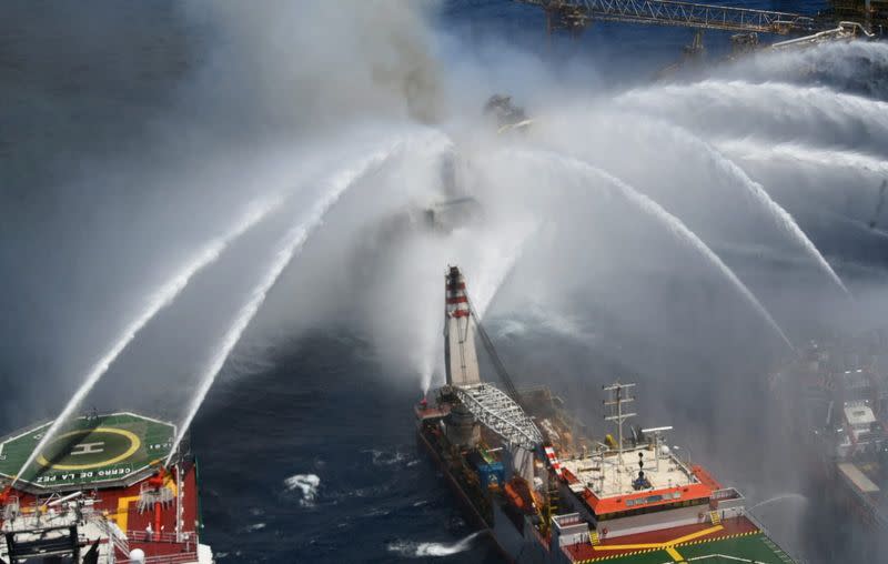 Fire engulfs Mexican state oil company Pemex's offshore platform in the Gulf of Mexico