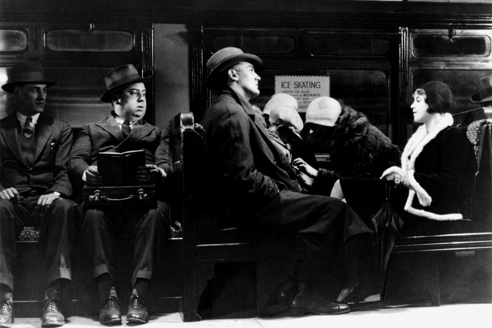 Actress Anny Ondra, Alfred Hitchcock and John Longden in a scene from the movie "Blackmail" (Photo by Donaldson Collection/Getty Images)