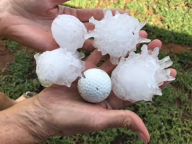 Hailstones that fell over Coonamble in the NSW Central West. Source: 7 News