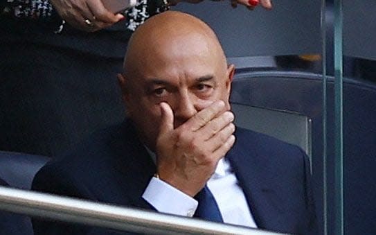 Daniel Levy with his hand over his mouth - 'Greatest club in the world?'  Daniel Levy has turned Spurs into a joke - REUTERS/Matthew Childs