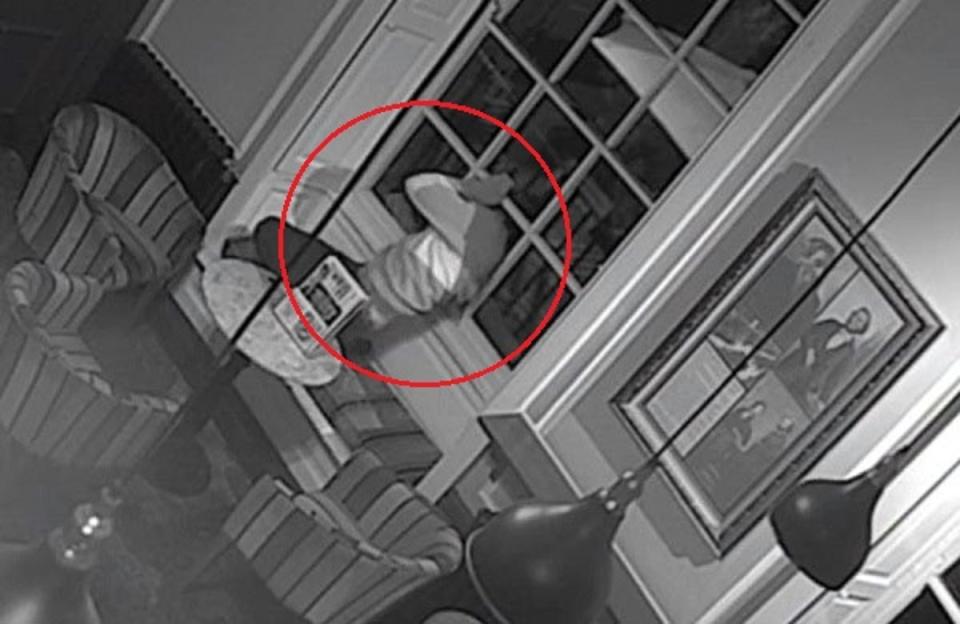 CCTV footage showed Blundell smashing a window and climbing into the pub (Nottinghamshire Police)