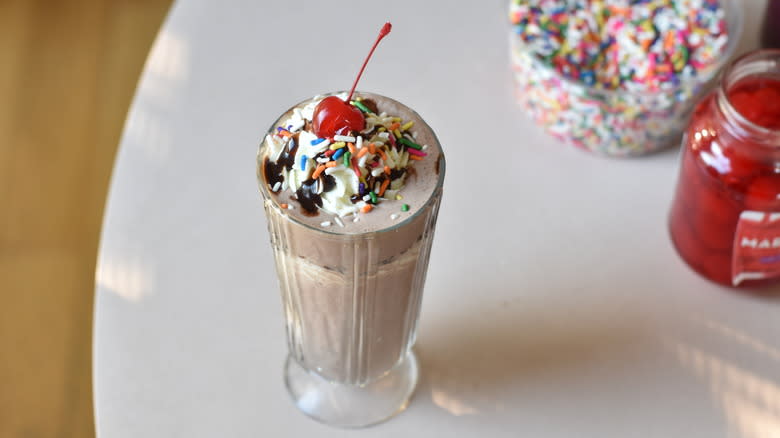 chocolate milkshake sprinkles with cherry