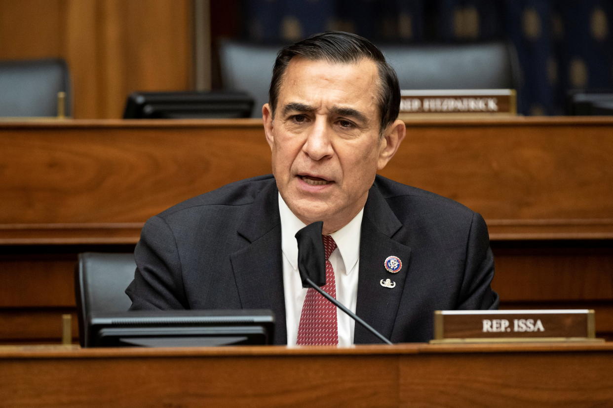 Representative Darrell Issa (R-CA) speaks during a House Foreign Affairs Committee hearing in Washington, D.C., U.S., March 10, 2021. Ting Shen/Pool via REUTERS