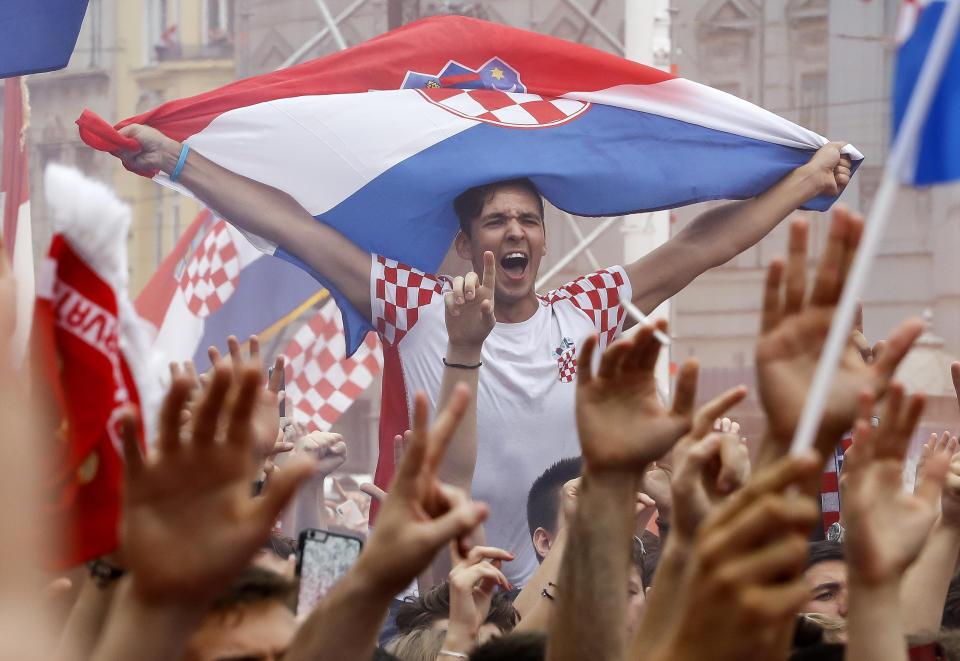 <p>Fans of Croatia national football team before the Final match on July 15, 2018 in Zagreb, Croatia. This is the first time Croatia has reached the final of the Football World Cup.(Getty Images) </p>