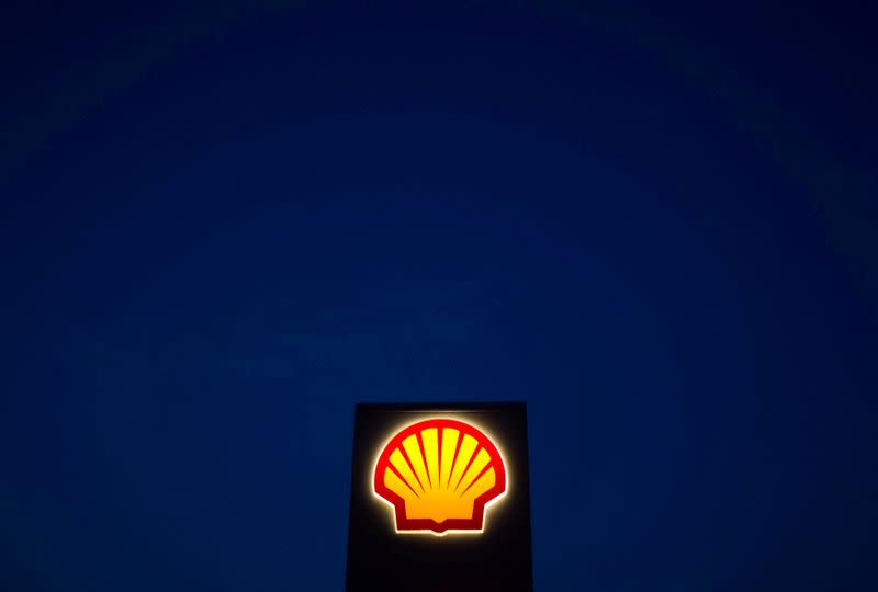 FILE PHOTO: A Shell oil and gas sign is pictured near Nowshera