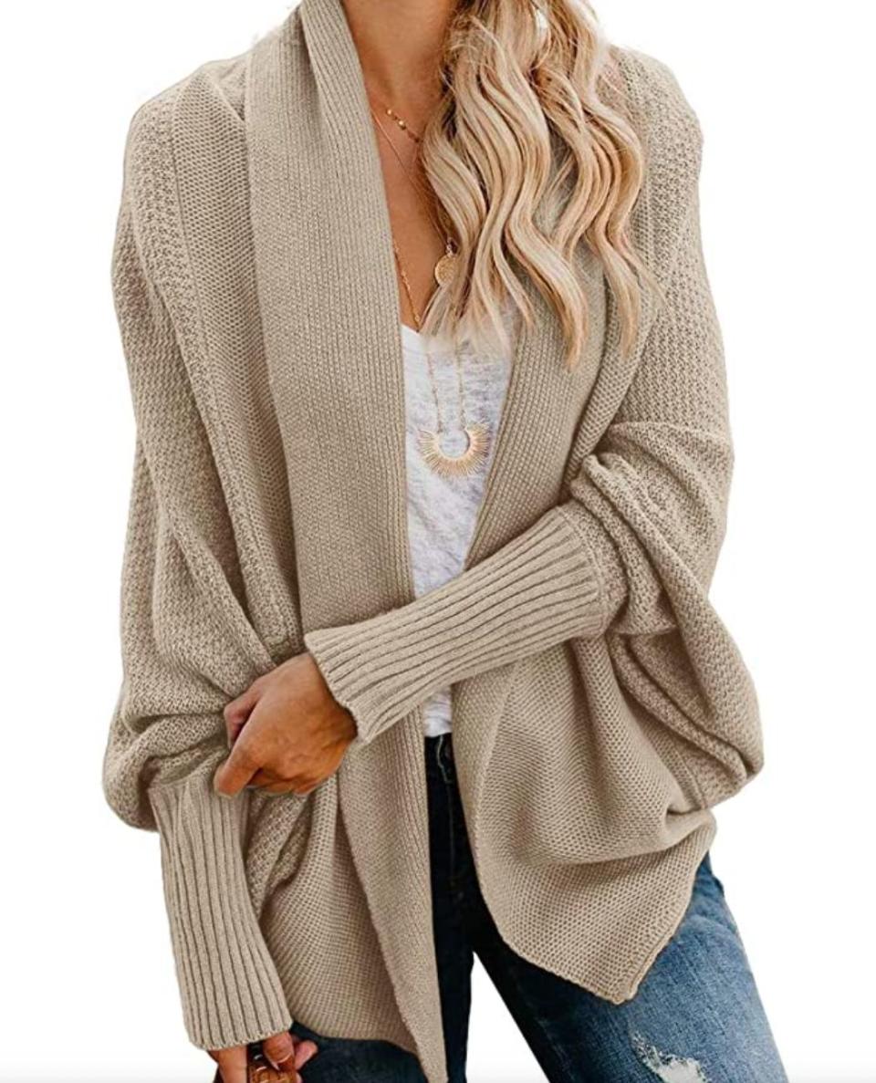 <a href="https://amzn.to/3ctl4ty" target="_blank" rel="noopener noreferrer">This slouchy cardigan</a> is available in sizes S to XL in 14 colors. Find it for $40 on <a href="https://amzn.to/3ctl4ty" target="_blank" rel="noopener noreferrer">Amazon</a>.