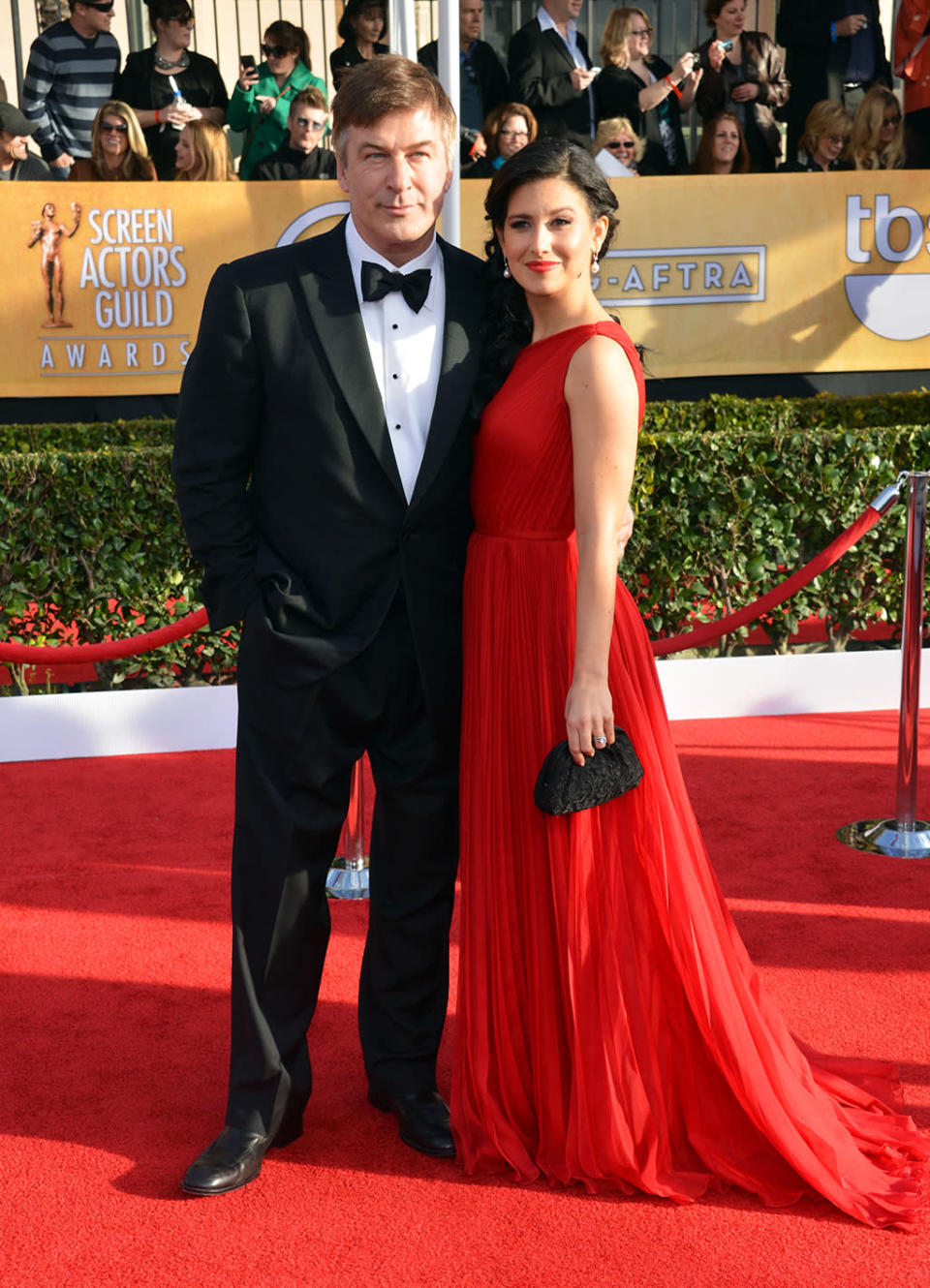 Alec Baldwin and wife Hilaria Thomas arrive at the 19th Annual Screen Actors Guild Awards at the Shrine Auditorium in Los Angeles, CA on January 27, 2013.