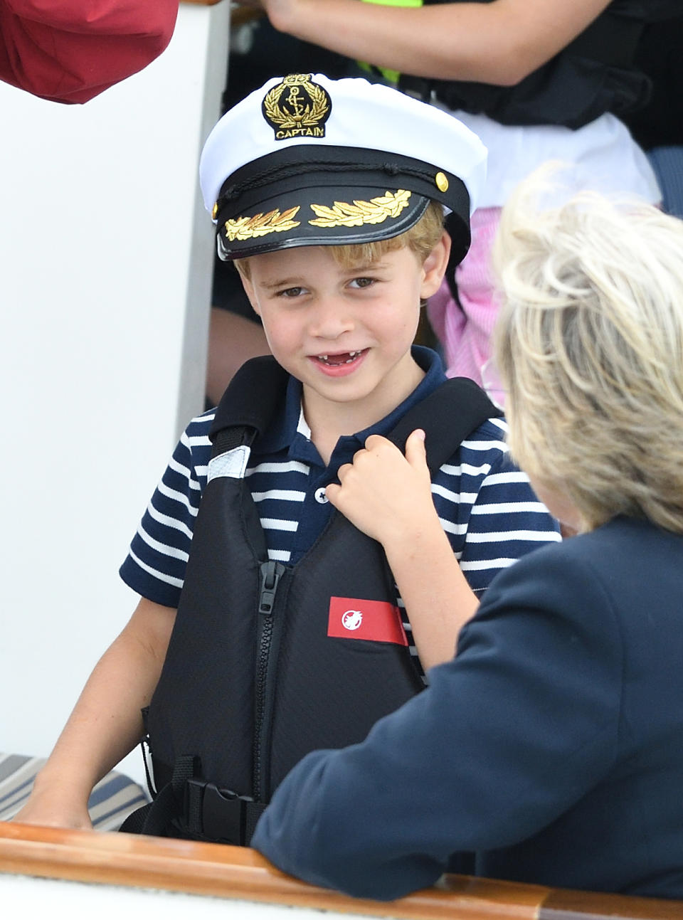 COWES, ENGLAND - AUGUST 08: Prince George attends the King's Cup Regatta on August 08, 2019 in Cowes, England. (Photo by Karwai Tang/WireImage)