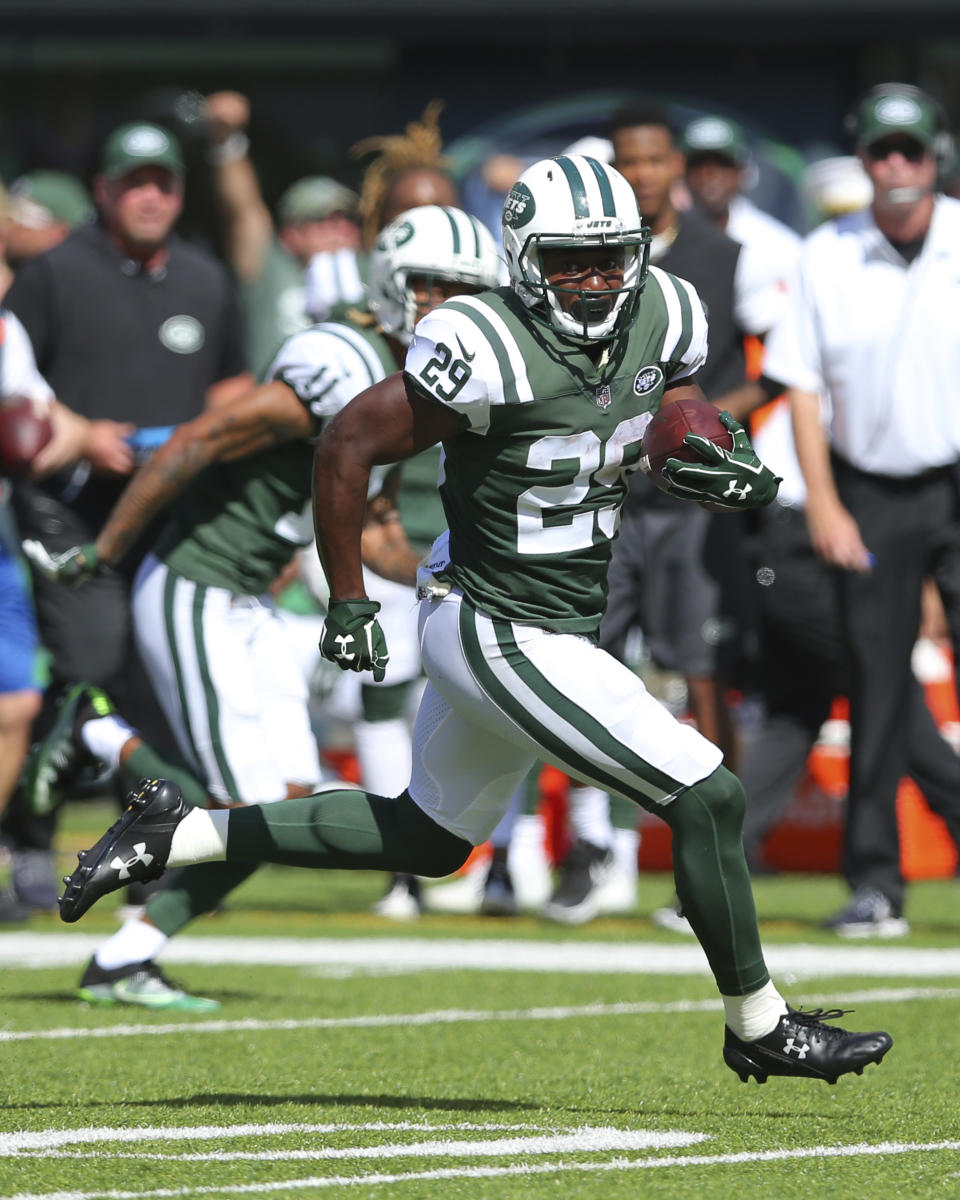 New York Jets running back Bilal Powell scored from 75 yards out Sunday on a play everyone thought had already ended. (AP)