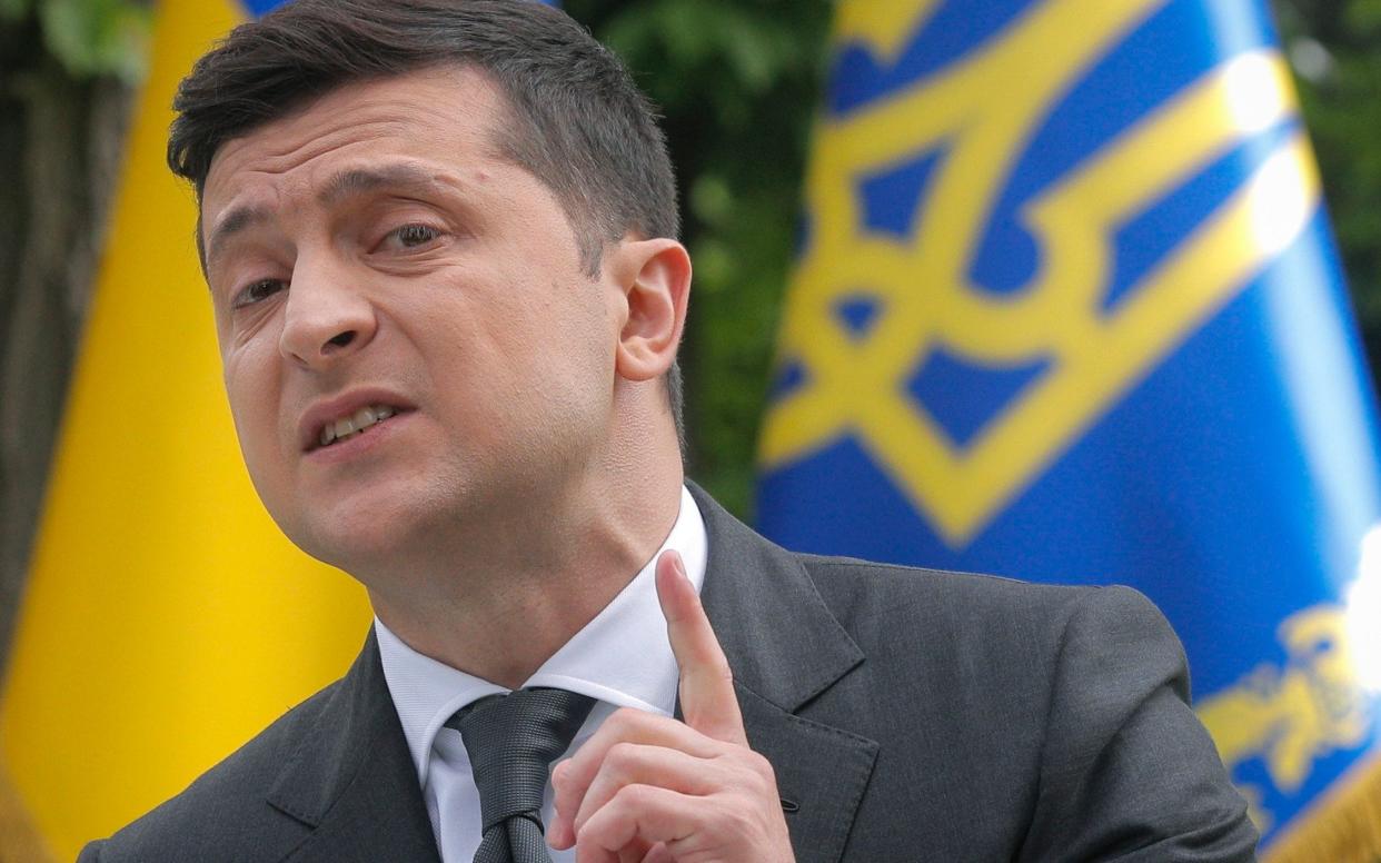 Ukraine President Volodymyr Zelenskiy has urged the US to not drag his country in to the 2020 election - Sergey Dolzhenko/POOL EPA