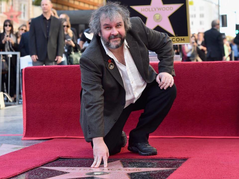 The Lord of the Rings and The Hobbit director Peter Jackson with his star on the Hollywood Walk of Fame (Getty Images)