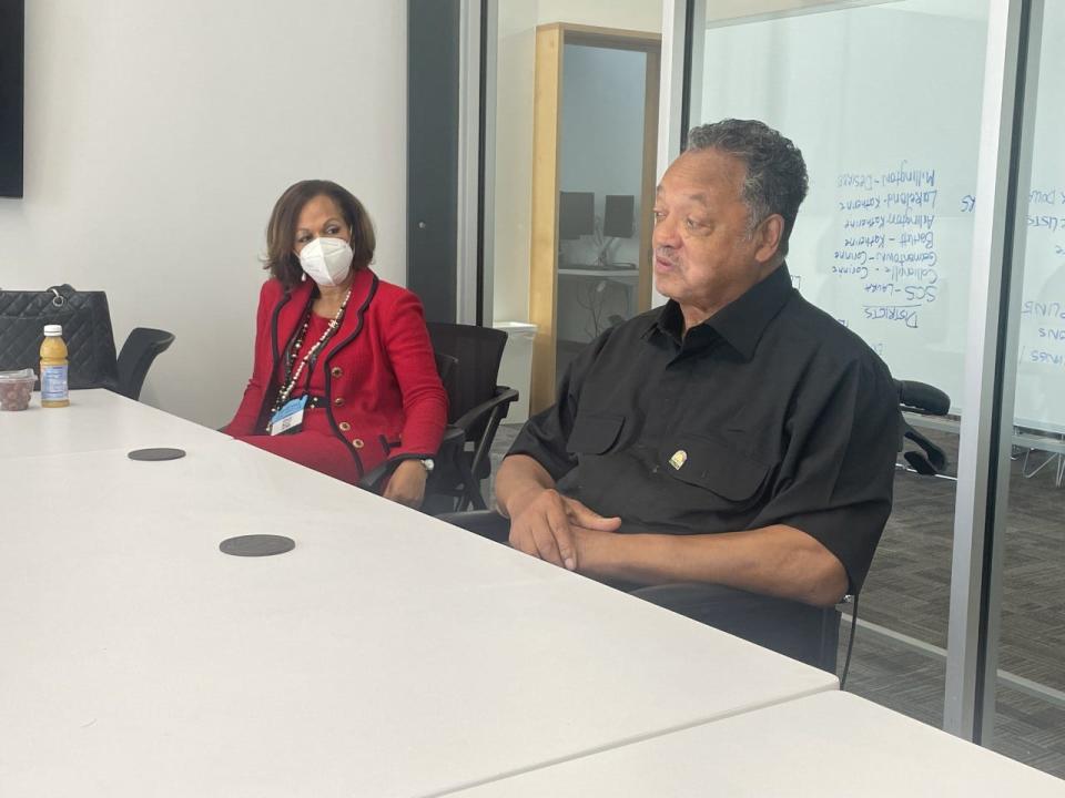 Jesse Jackson and CK Hoffler speak to Commercial Appeal editorial staff about recent work of the Rainbow PUSH Coalition