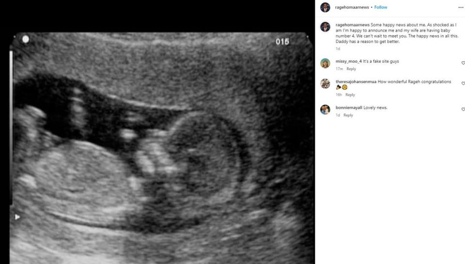 A fake account pretending to be the journalist claimed that he was expecting a child (Instagram)