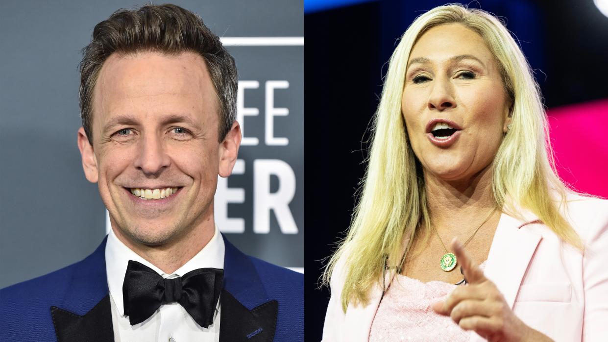 Late Night host Seth Meyers poked fun at Republican Marjorie Taylor Greene