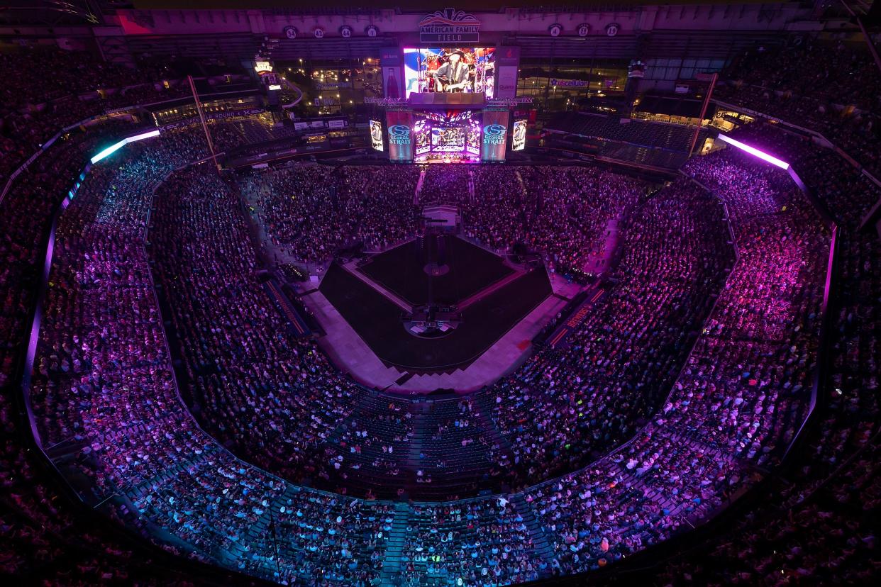 George Strait played for the largest concert audience ever at American Family Field in the Brewers ballpark's 22-year history last June - until Pink broke the record just two months later.