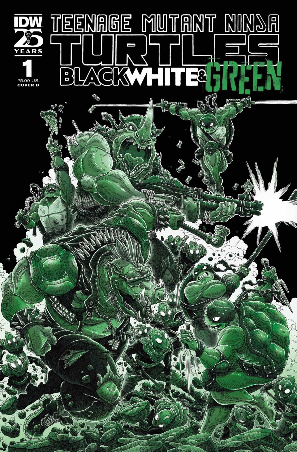 Teenage Mutant Ninja Turtles: Black, White u0026 Green Cover B by James Stokoe.