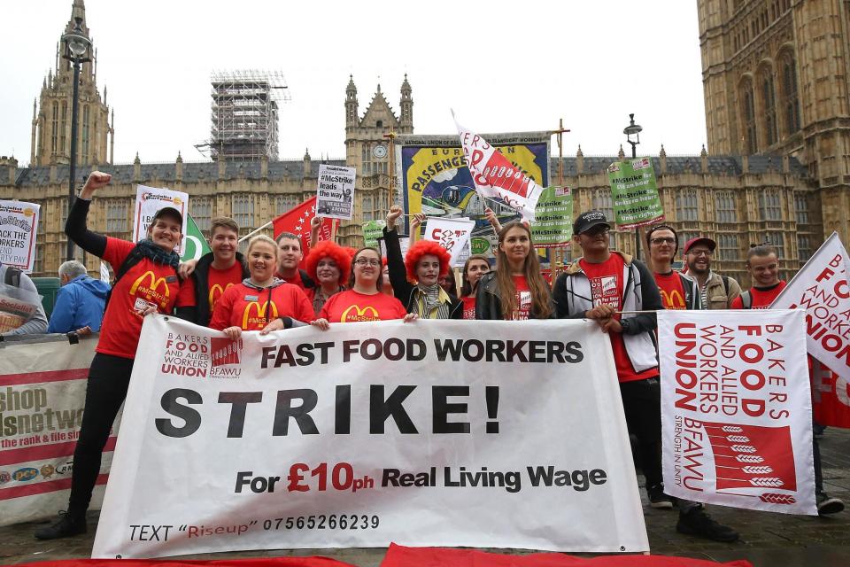 McDonald's workers at a previous rally in London: PA Wire/PA Images