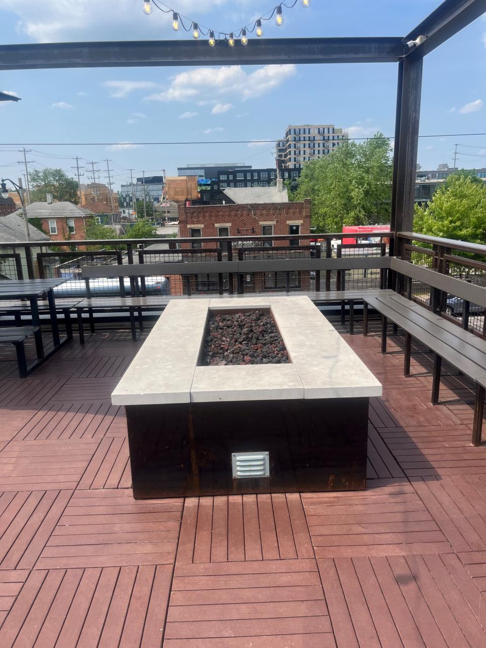 You and your pup can enjoy a fire and a view on the BrewDog Franklinton patio.