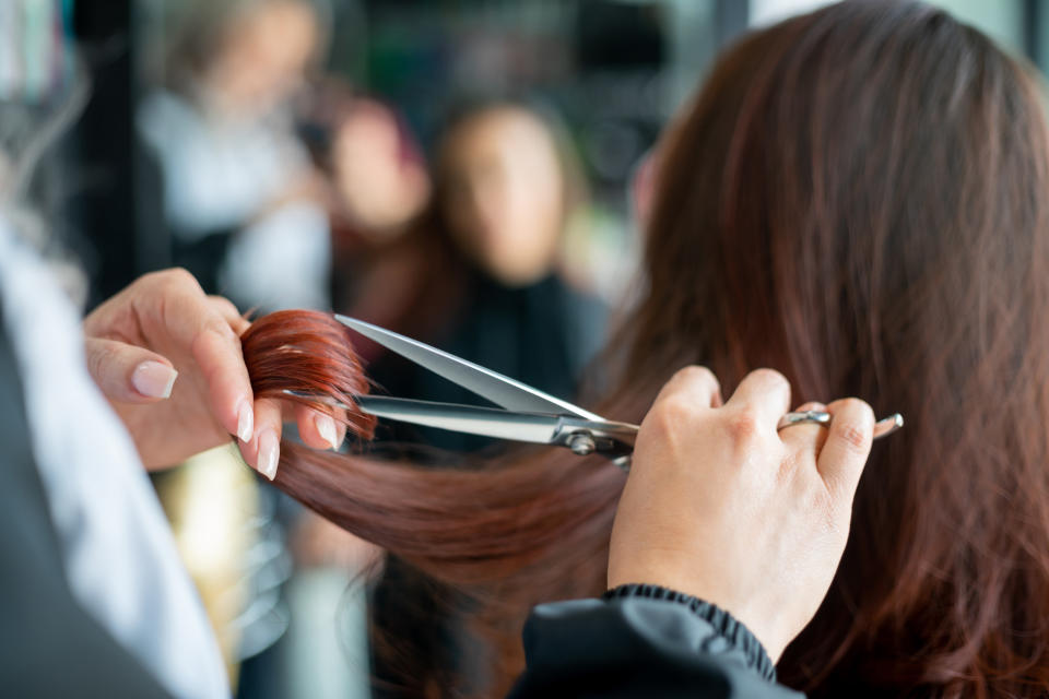 Stylist cutting a client's hair