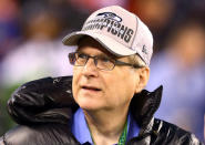 FILE PHOTO: Seattle Seahawks owner Paul Allen on the field before Super Bowl XLVIII against the Denver Broncos at MetLife Stadium in East Rutherford, New Jersey, U.S., February 2, 2014. Mandatory Credit: Mark J. Rebilas/File Photo