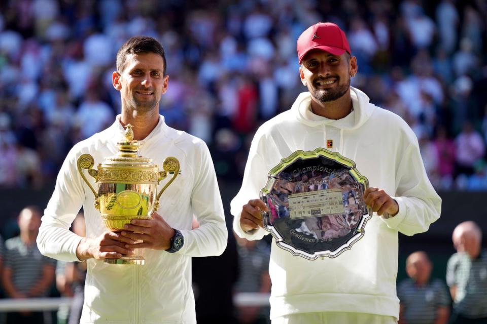 Nick Kyrgios, right, is hoping to lift the winner’s trophy in Melbourne (Zac Goodwin/PA) (PA Archive)