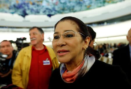 Cilia Flores, wife of Venezuela's President Nicolas Maduro attends the United Nations Human Rights Council for a special session in Geneva, Switzerland November 12, 2015. REUTERS/Denis Balibouse