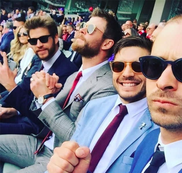 Liam Hemsworth, Chris Hemsworth, Luke Zocchi and Aaron Grist. Source: Instagram