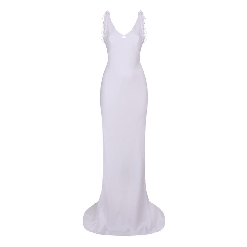 <p>Satin Tie Shoulder Maxi Dress, $650</p>