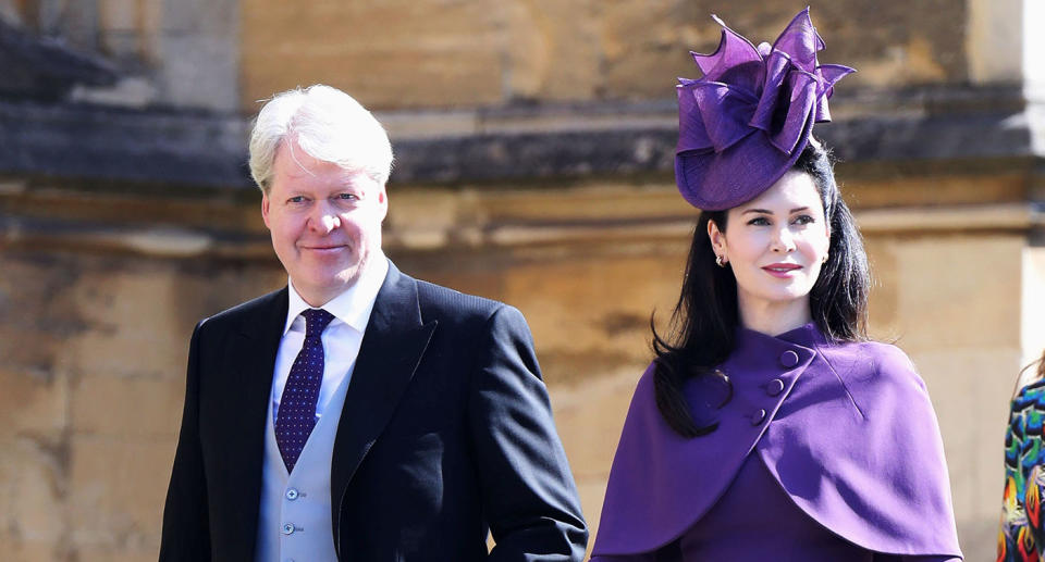 Princess Diana’s brother, Charles Spencer, 9th Earl Spencer and Karen Spencer arrive at the wedding. Source: Reuters
