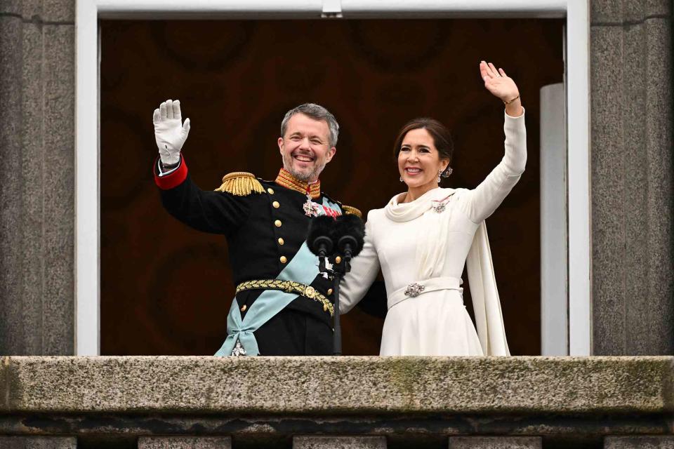 <p>JONATHAN NACKSTRAND/AFP via Getty </p> King Frederik and Queen Mary of Denmark at proclamation on Jan. 14, 2024