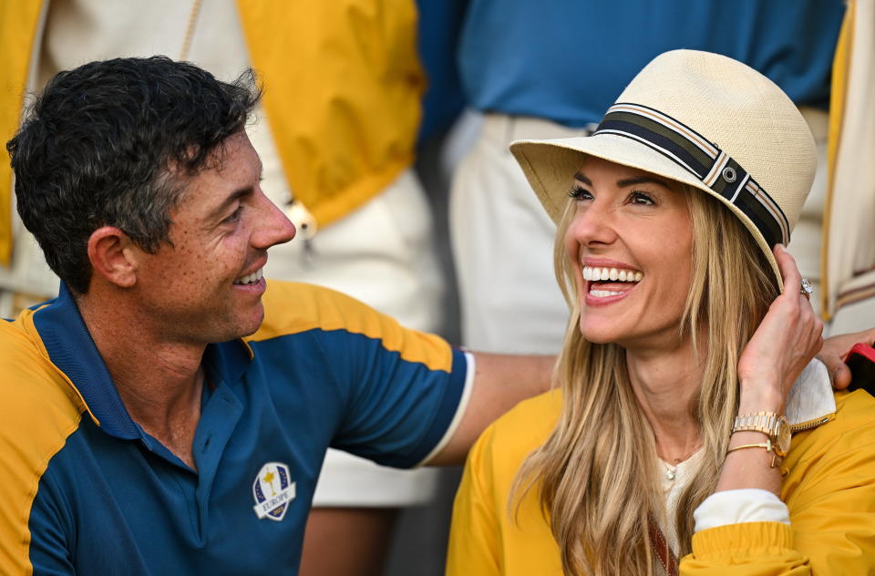 Rory McIlroy and his wife Erica, seen here at the Ryder Cup in Rome last fall, called off their divorce this week ahead of the U.S. Open