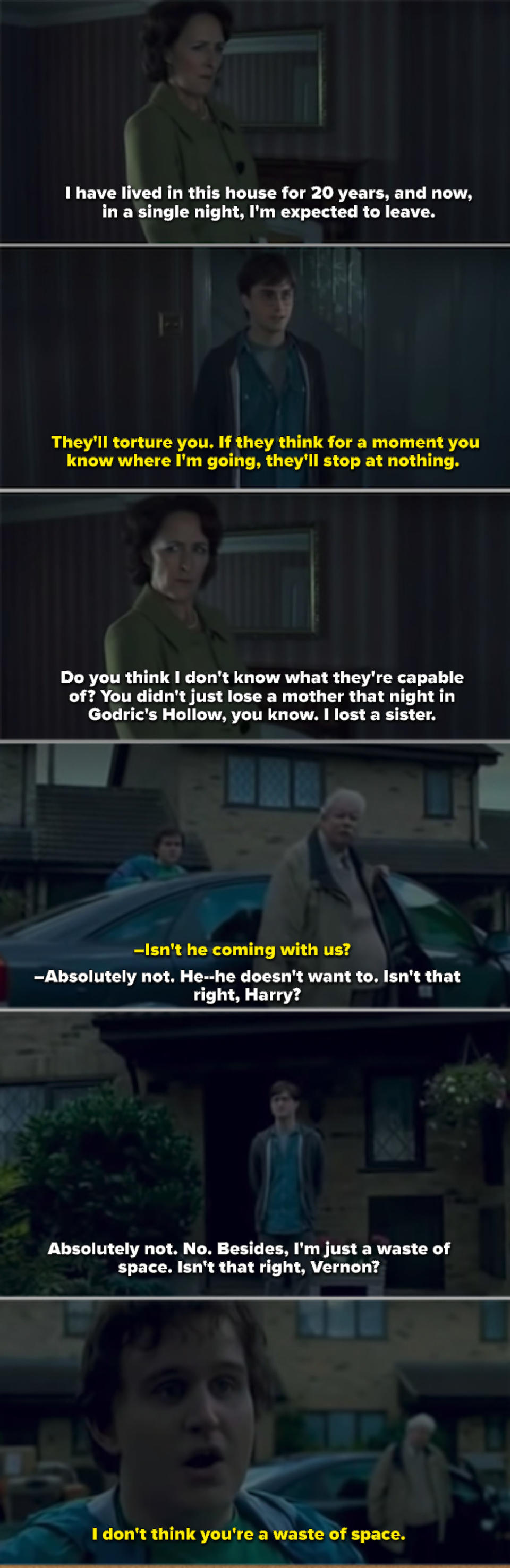 Harry saying goodbye to everyone at the Dursley's house