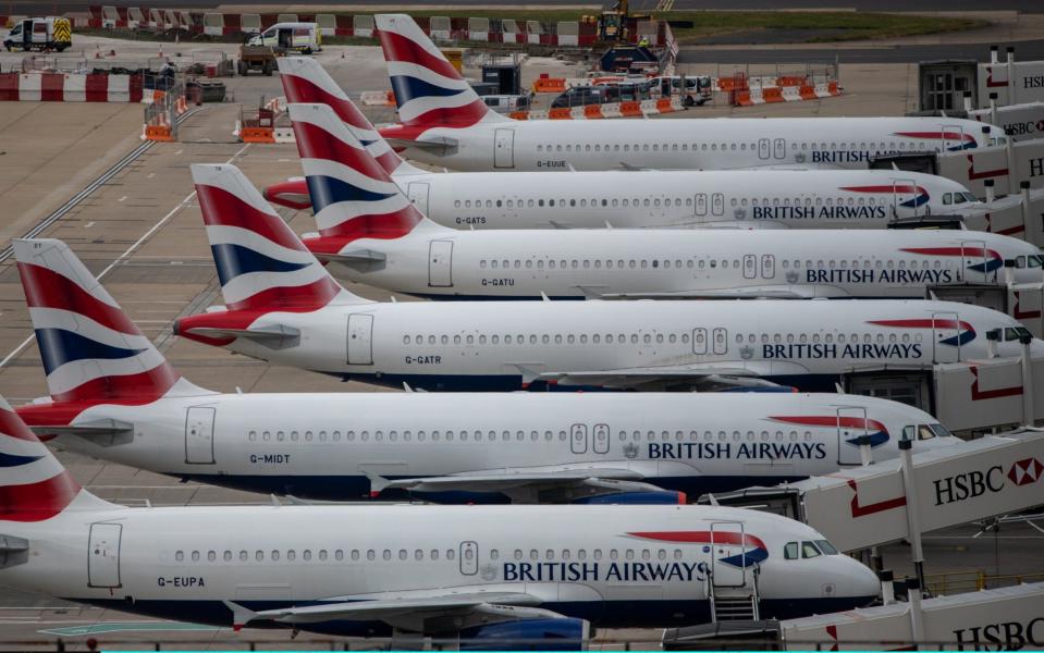 BA planes at Gatwick