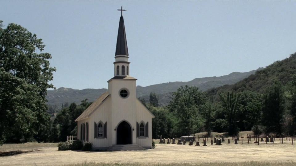 Paramount Ranch’s church as it appears in <i>Westworld</i>. (Photo: HBO)