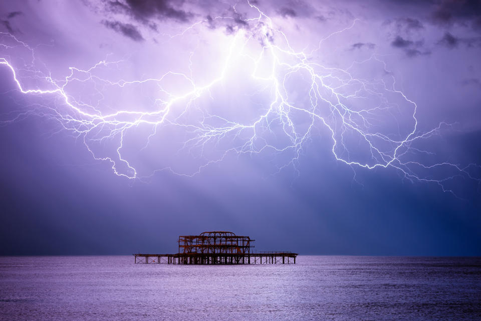 John White's contribution shows lightning over Brighton, East Sussex, England.