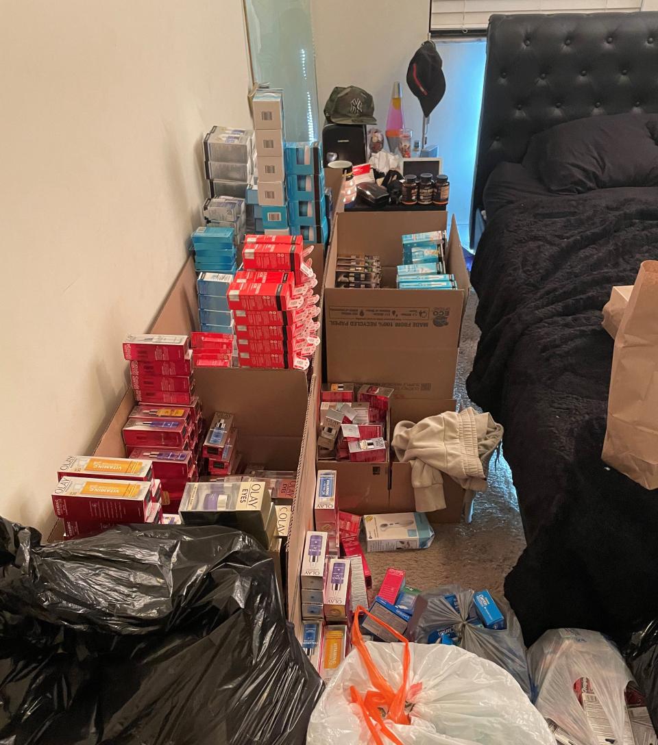 Evidence collected during the nine-month investigation. Officials say boosters took over-the-counter medication and beauty supplies from stores to be resold on an Amazon marketplace.