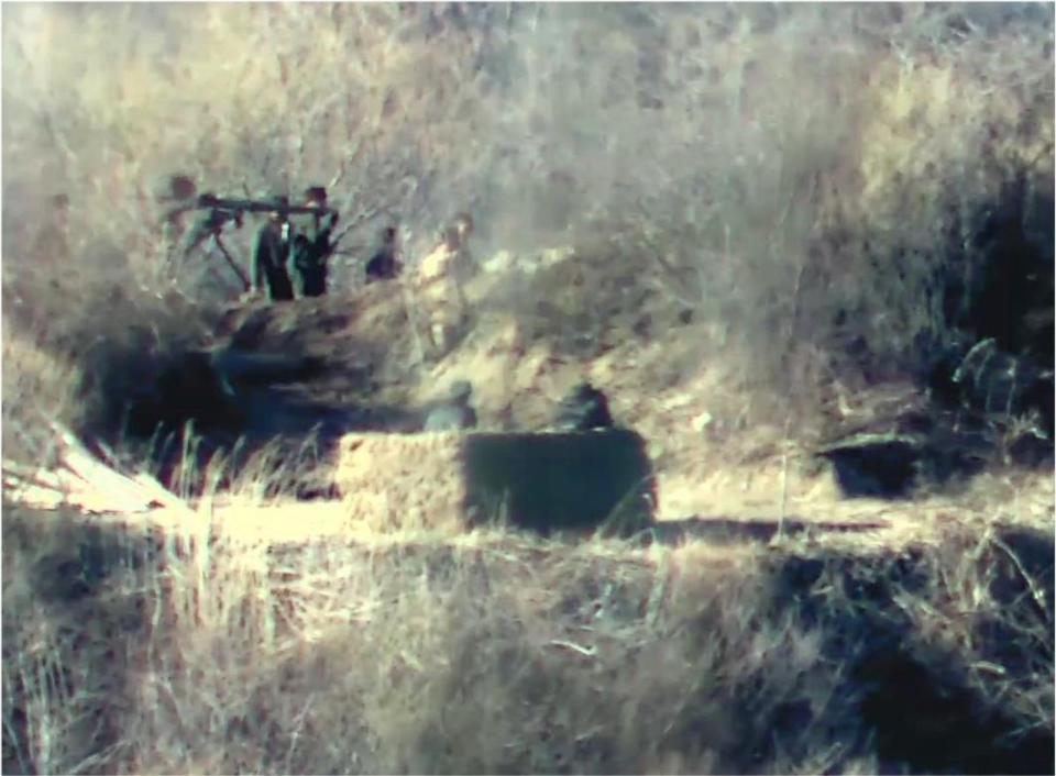 PHOTO: North Korean military personnel are seen in a guard post within the DMZ in an undated photo released by the South Korean Military on Nov. 27, 2023. (South Korean Defense Ministry)