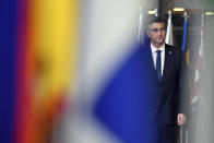 Croatian Prime Minister Andrej Plenkovic arrives for an EU summit in Brussels, Friday, Dec. 14, 2018. European Union leaders have offered Theresa May sympathy but no promises, as the British prime minister seeks a lifeline that could help her sell her Brexit divorce deal to a hostile U.K. Parliament. (AP Photo/Geert Vanden Wijngaert)