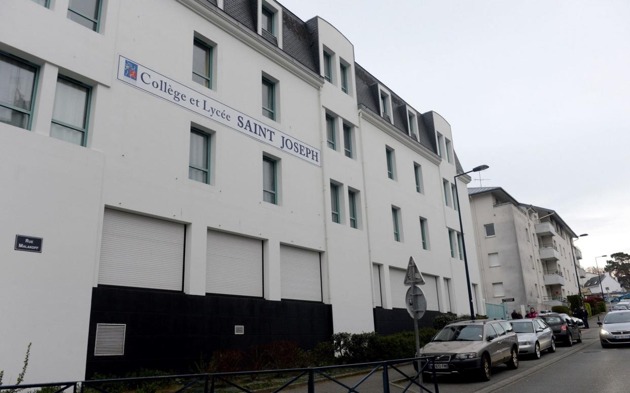 View of the facade of the Saint-Joseph high school  - AFP